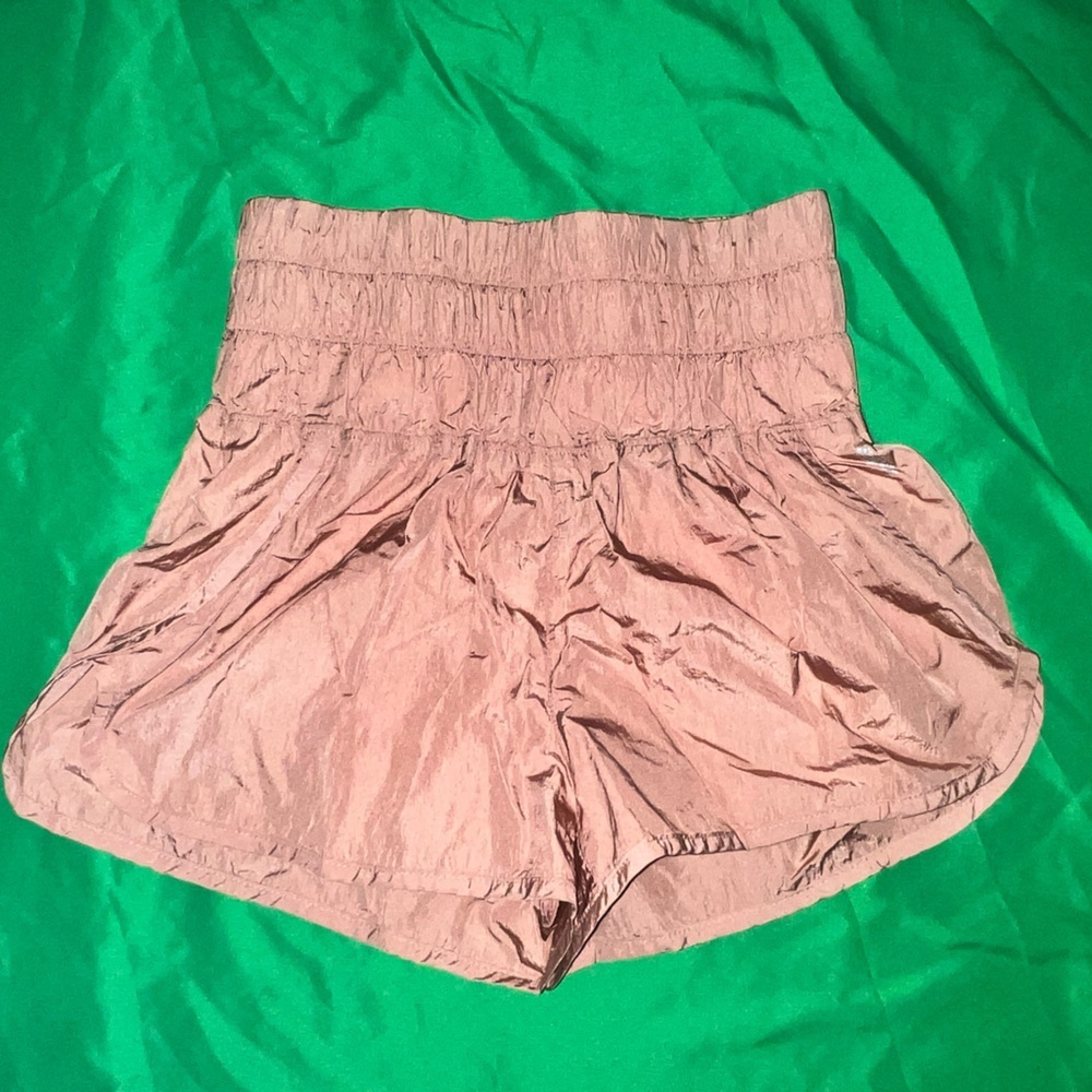 FP Movement by Free People High-Waist Ruched Shorts — Orange size Small